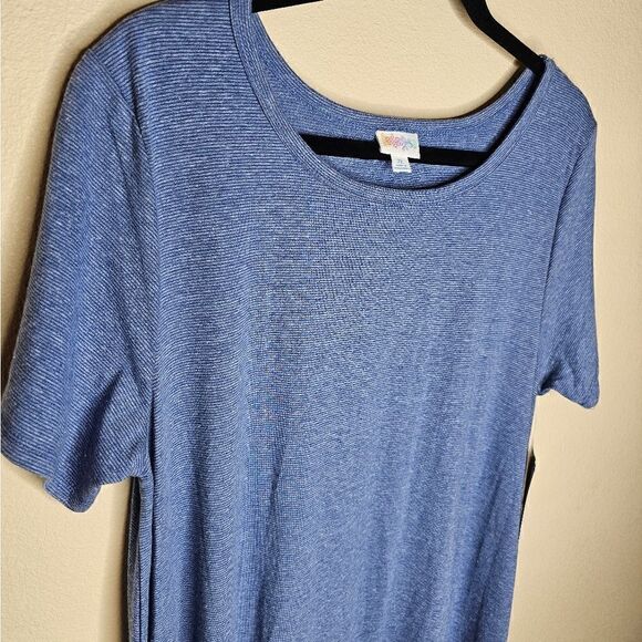 LuLaRoe Carly Dress XL Blue Striped NWT - Picture 2 of 3